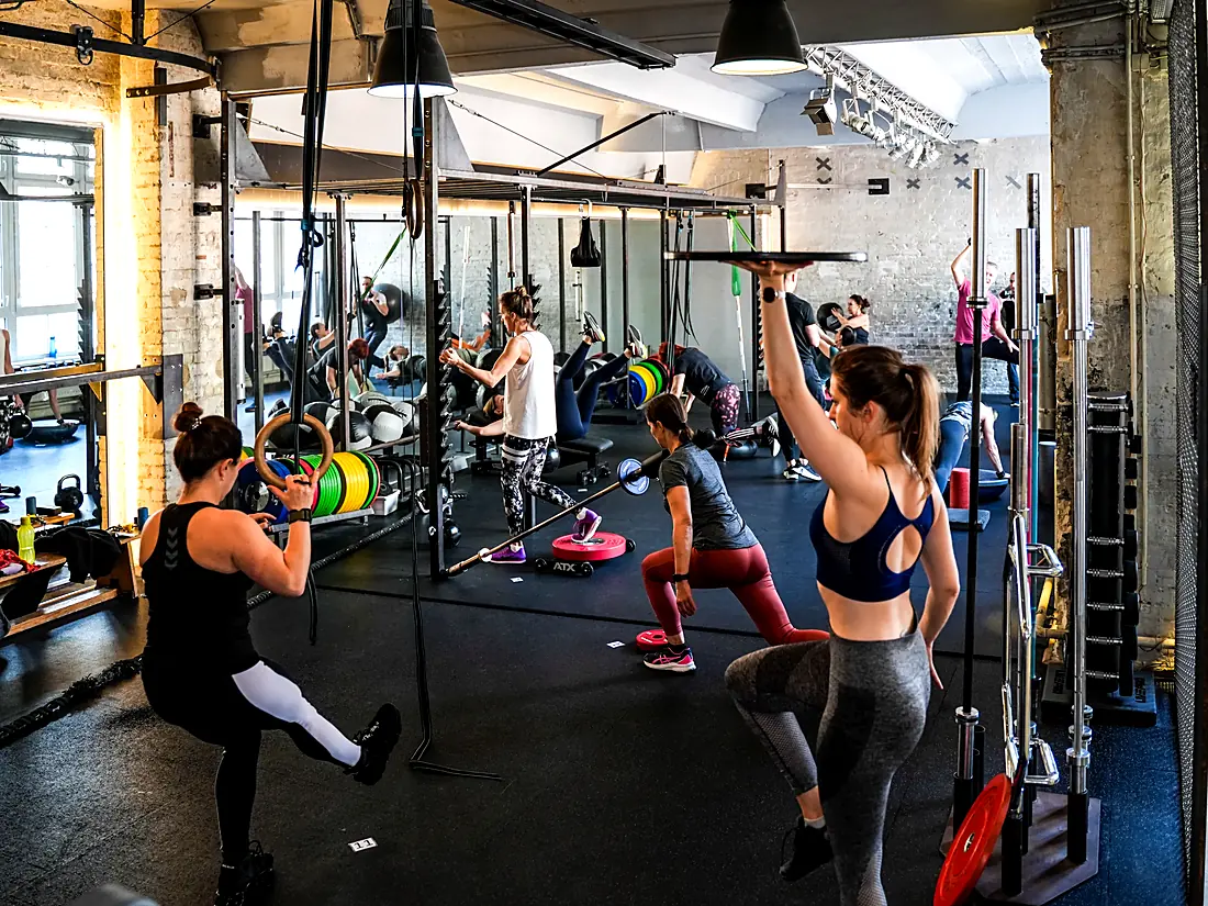 Group training on the rig with rings and bands at Lokahi Loft Berlin